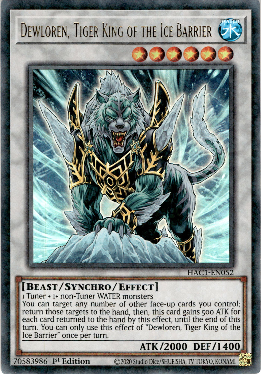 Dewloren, Tiger King of the Ice Barrier - HAC1-EN052 - Duel Terminal Ultra Parallel Rare 1st Edition