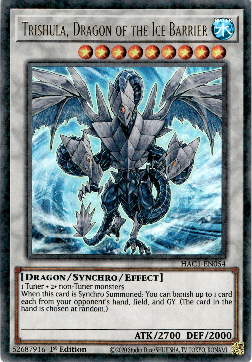 Trishula, Dragon of the Ice Barrier - HAC1-EN054 - Duel Terminal Ultra Parallel Rare 1st Edition