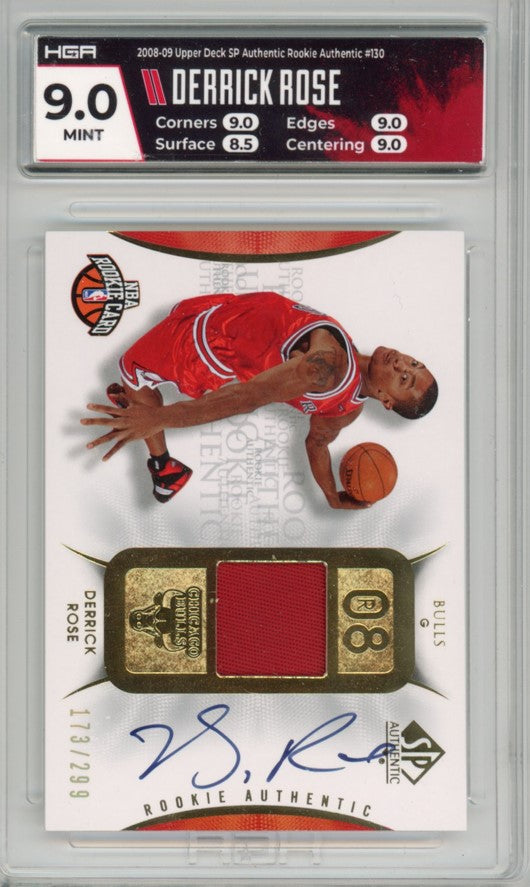 2008-09 Sp Authentic Derrick Rose Rookie Patch Auto 173/299 Hga 9/10