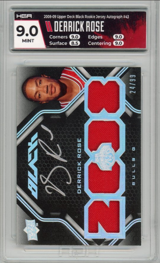 2008-09 Ud Black Derrick Rose Rookie Jersey Auto Black 24/99 Hga 9/10