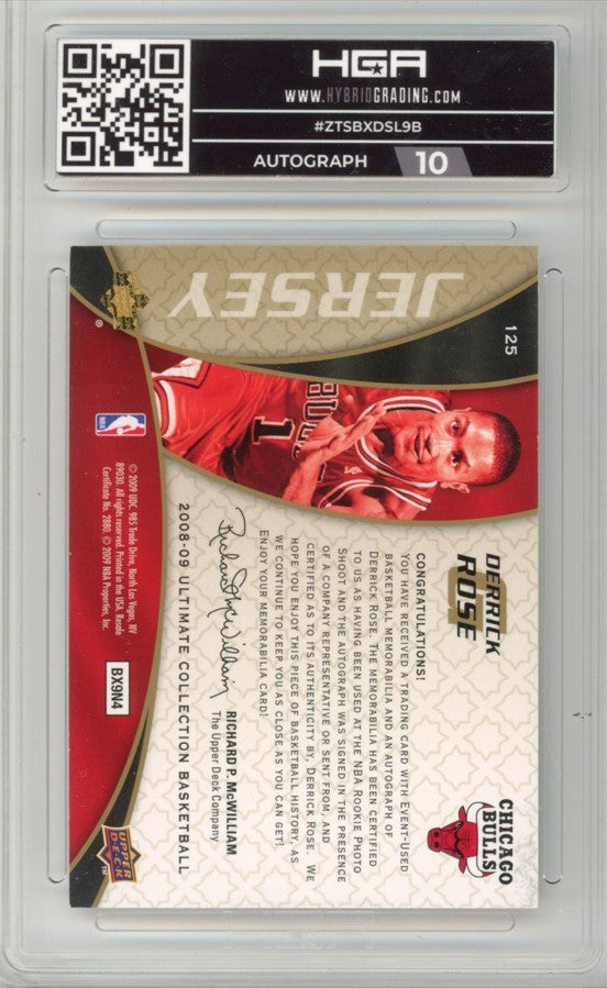 2008-09 Upper Deck Derrick Rose Ultimate Rookies Jersey Auto 12/150 Hga 9/10