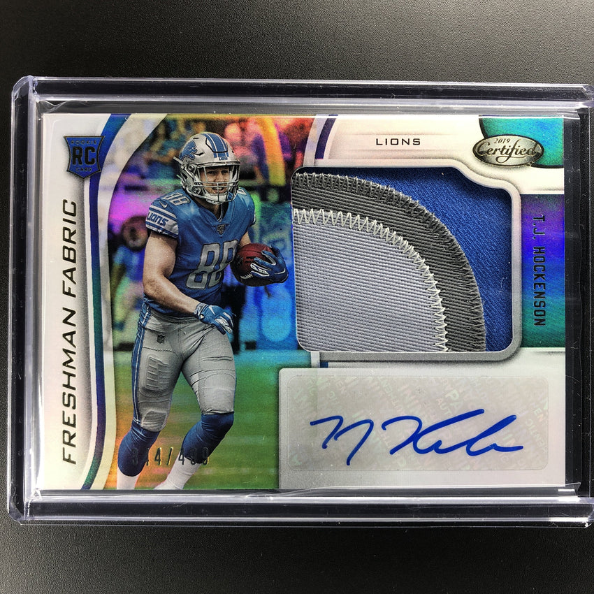 2019 Certified Football T. J. HOCKENSON Rookie Patch Auto 344/499-Cherry Collectables