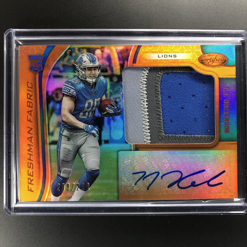 2019 Certified Football T. J. HOCKENSON Rookie Patch Auto 208/299-Cherry Collectables