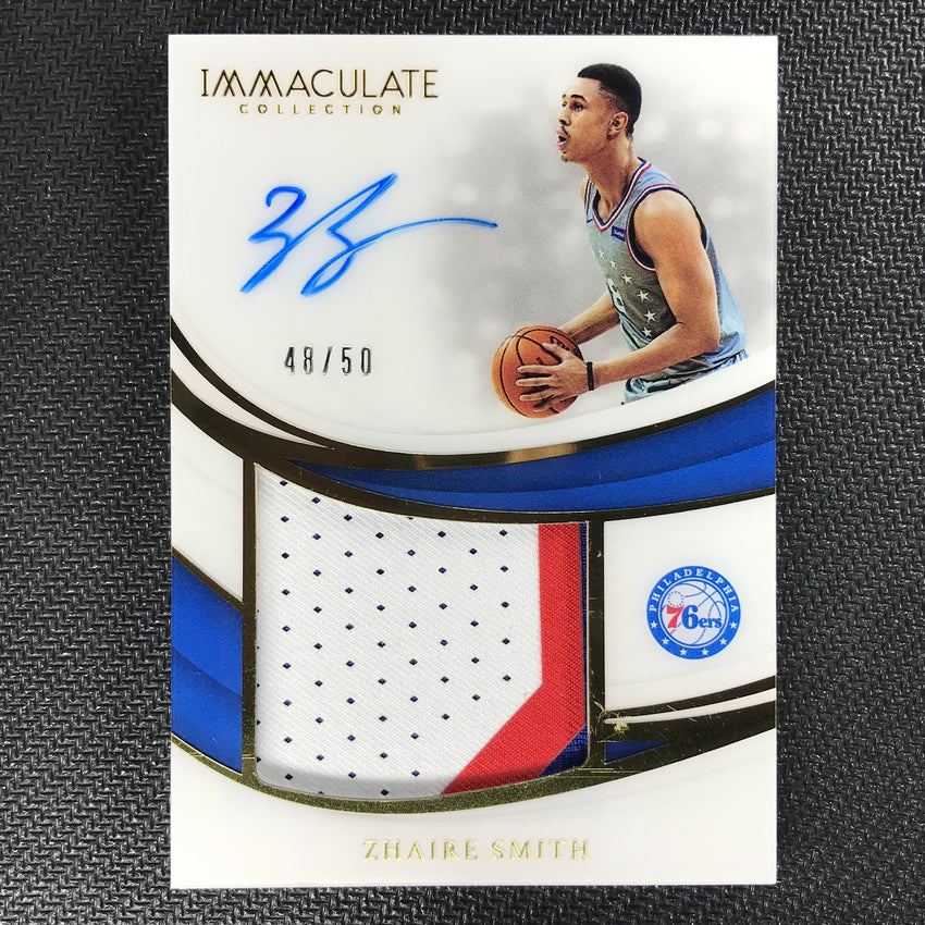 2018-19 Immaculate ZHAIRE SMITH Premium Rookie Patch Auto 48/50-Cherry Collectables