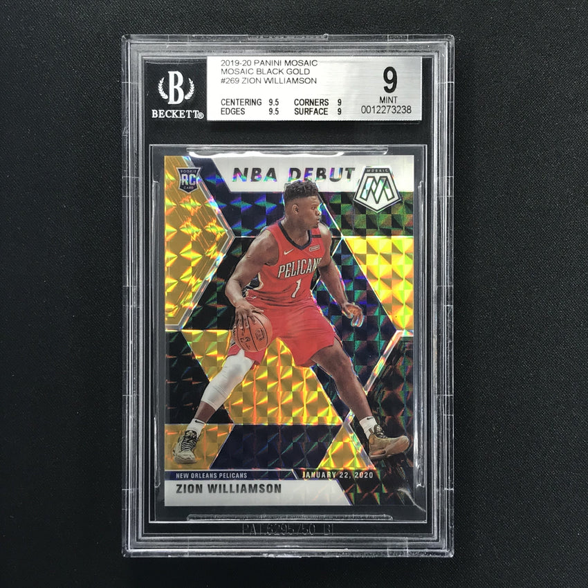 2019-20 Mosaic ZION WILLIAMSON NBA Debut Black Gold Rookie 3/8 BGS 9-Cherry Collectables