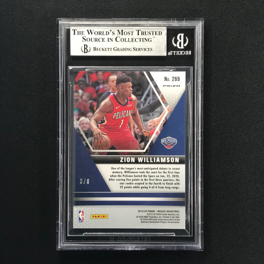 2019-20 Mosaic ZION WILLIAMSON NBA Debut Black Gold Rookie 3/8 BGS 9-Cherry Collectables