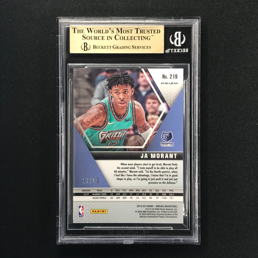2019-20 Mosaic JA MORANT Fast Break Purple Prizm 37/50 BGS 9.5-Cherry Collectables