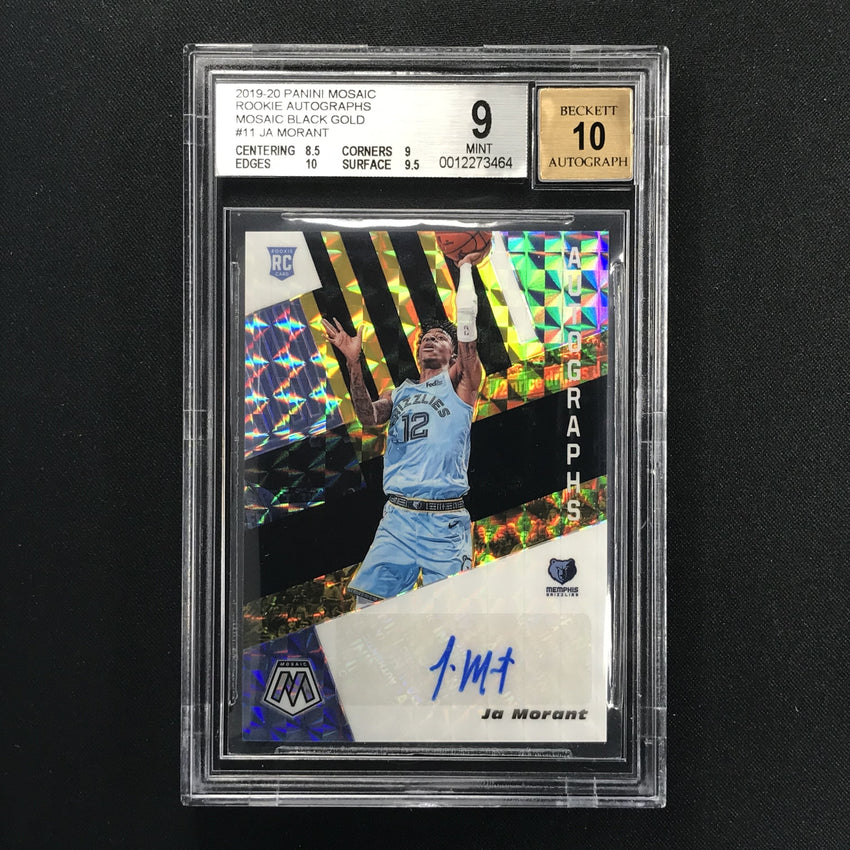 2019-20 Mosaic JA MORANT Black Gold Rookie Auto 3/8 BGS 9/10-Cherry Collectables