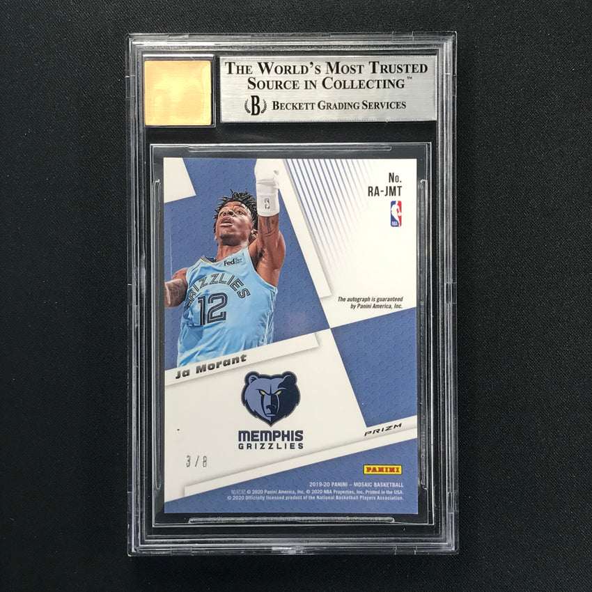 2019-20 Mosaic JA MORANT Black Gold Rookie Auto 3/8 BGS 9/10-Cherry Collectables
