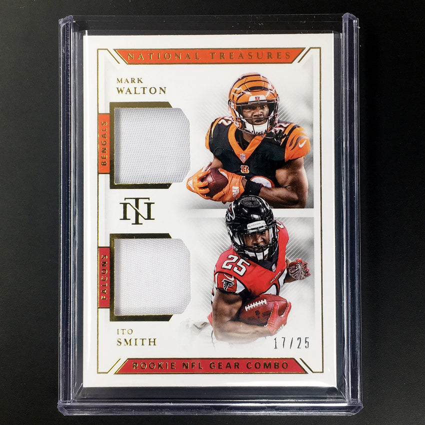 2018 National Treasures MARK WALTON ITO SMITH Rookie NFL Gear Combo Patch /25-Cherry Collectables