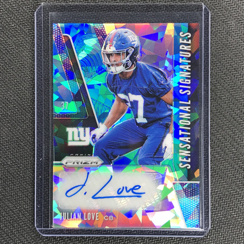 2019 Prizm JULIAN LOVE Sensational Signatures Blue Cracked Ice Auto 63/99-Cherry Collectables