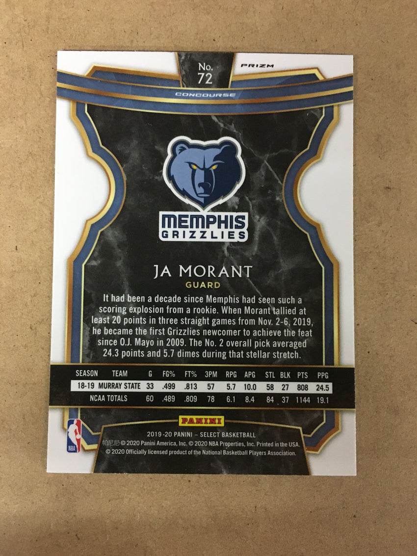 2019-20 Select JA MORANT Tri Color Prizm #72-Cherry Collectables