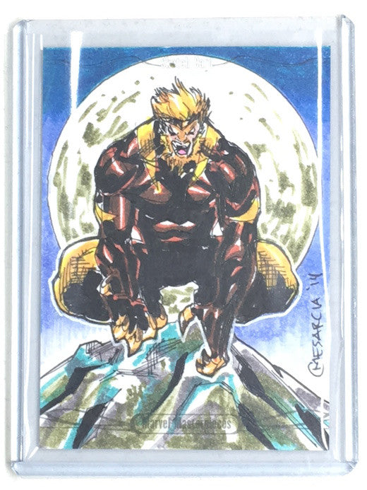 2016 Marvel Masterpieces SABRETOOTH Sketch by CYRUS MESARCIA-Cherry Collectables