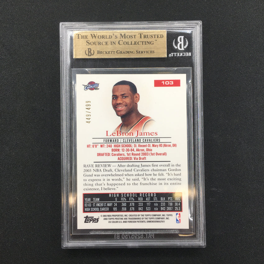 2003-04 Topps Pristine LEBRON JAMES Rookie BGS 9.5 #103-Cherry Collectables