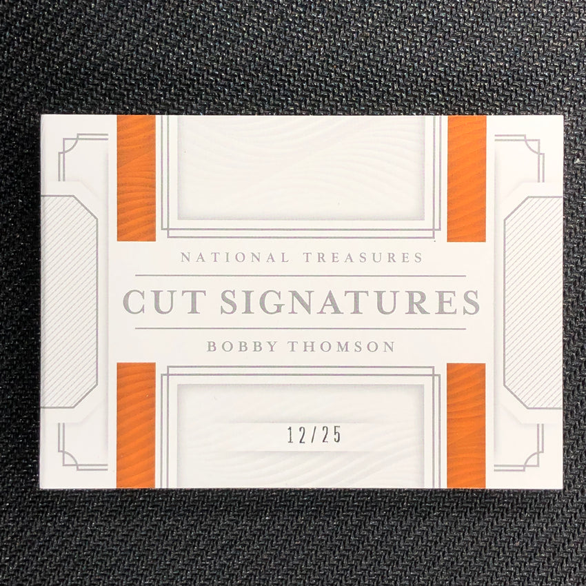 2019 National Treasures BOBBY THOMSON Cut Signatures Booklet 12/25-Cherry Collectables