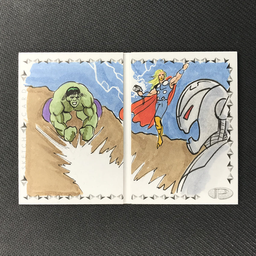 2019 Marvel Premier IRON-MAN AVENGERS HULK THOR Dual-Panel Sketch Reid Fisher-Cherry Collectables