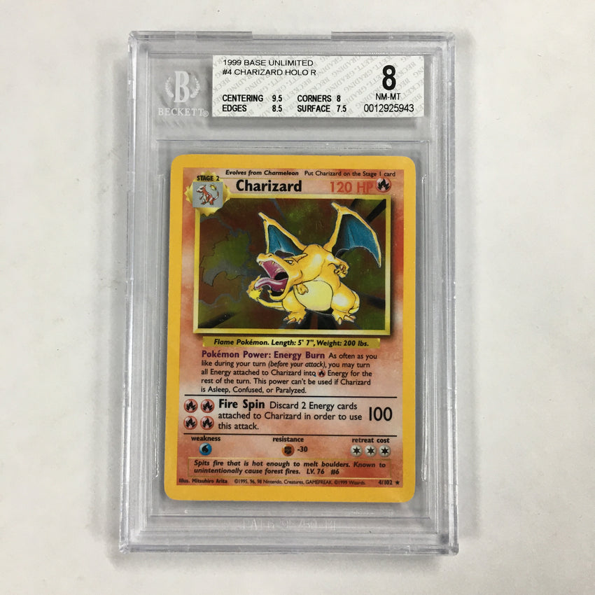 BGS 8 Nm/mint Charizard - 4/102 - Holo Rare Base Set Unlimited 943