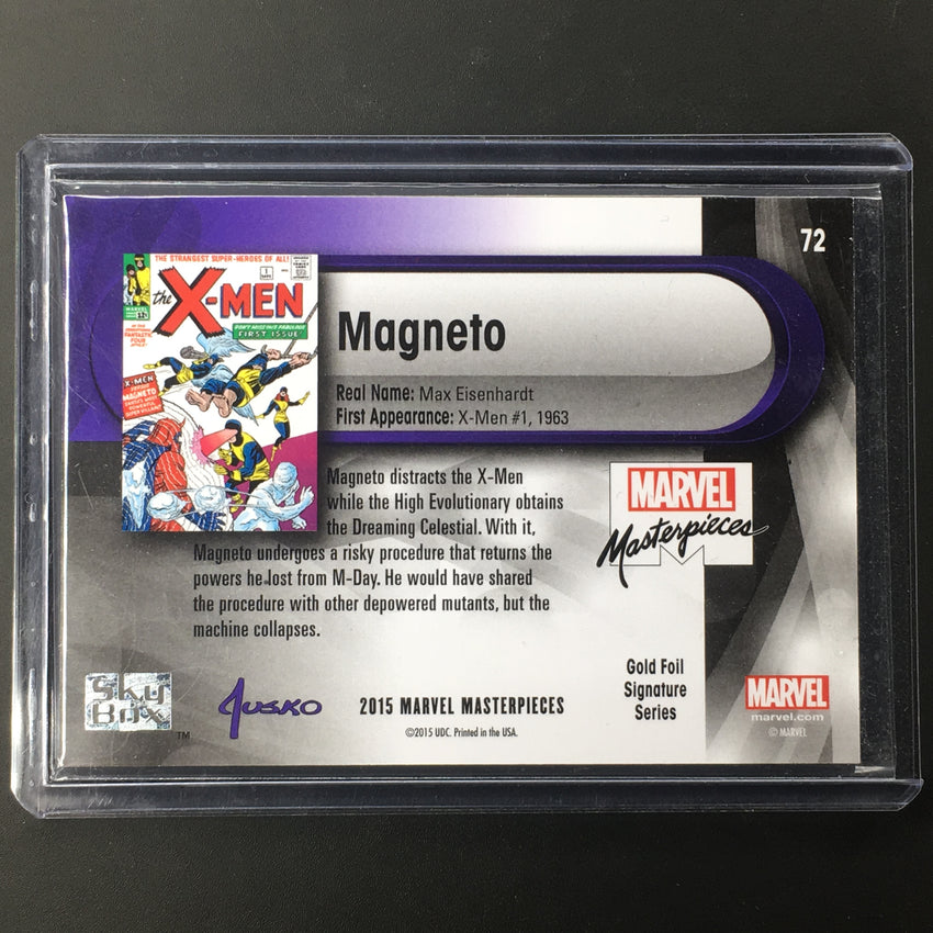 2016 Marvel Masterpieces MAGNETO #72 Level 3 Gold Signature-Cherry Collectables