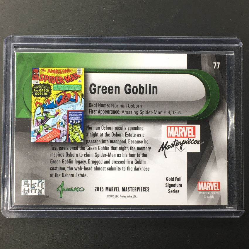2016 Marvel Masterpieces GREEN GOBLIN #77 Level 3 Gold Signature-Cherry Collectables
