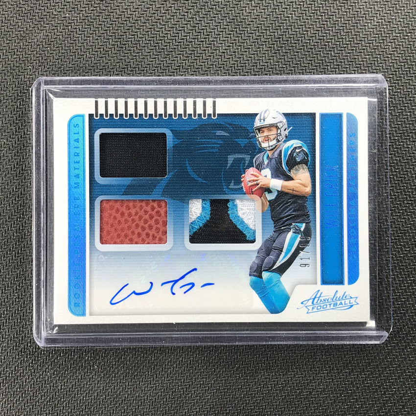 2019 Absolute WILL GRIER Rookie Premiere Materials Patch Auto 91/99-Cherry Collectables