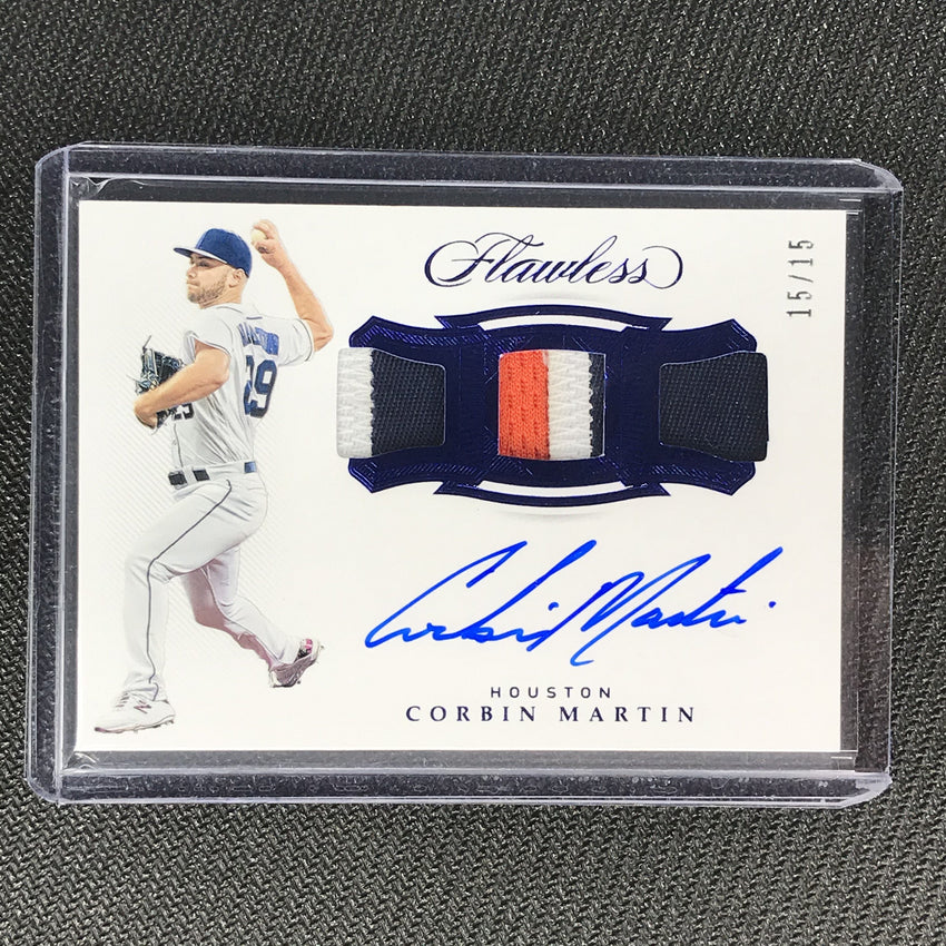 2019 Flawless CORBIN MARTIN Triple Relic Auto Sapphire Blue 15/15-Cherry Collectables
