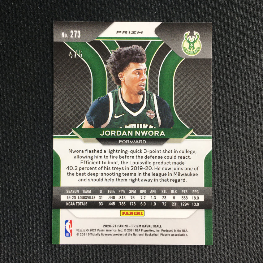 2020-21 Prizm JORDAN NWORA Rookie Black Gold 4/5 #273