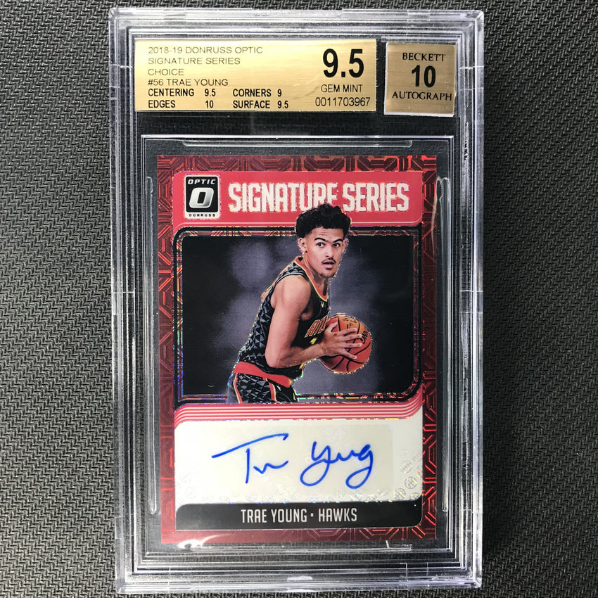 2018-19 Optic TRAE YOUNG Signature Series Rookie Auto Red BGS 9.5/10 #TYG-Cherry Collectables