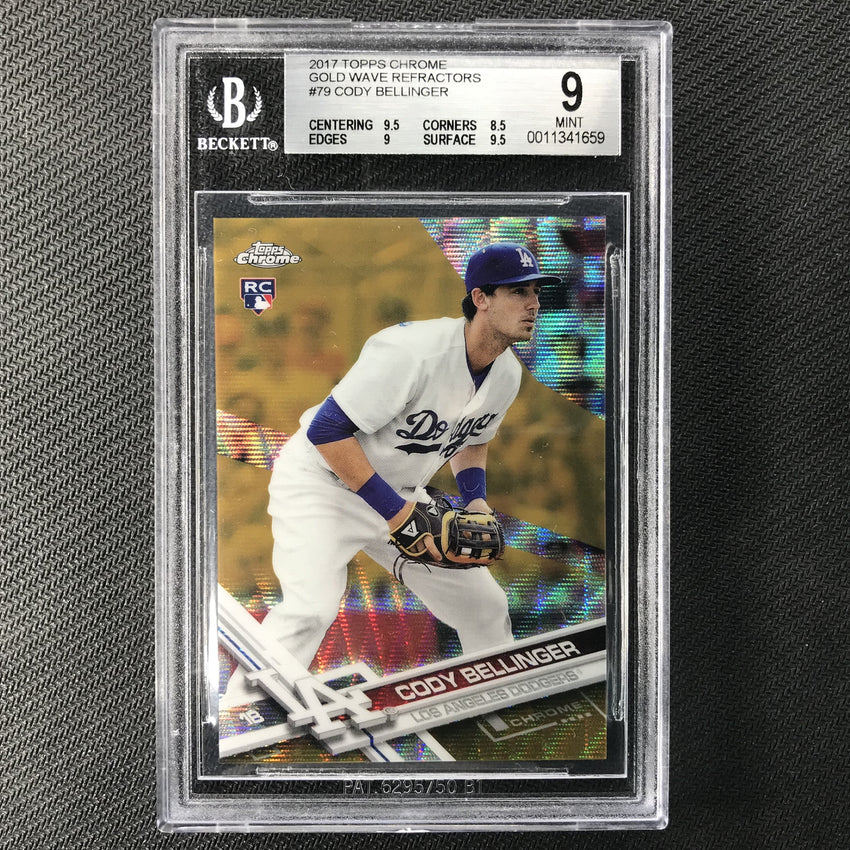 2017 Topps Chrome CODY BELLINGER Gold Wave Rookie Refractor 47/50 BGS 9-Cherry Collectables