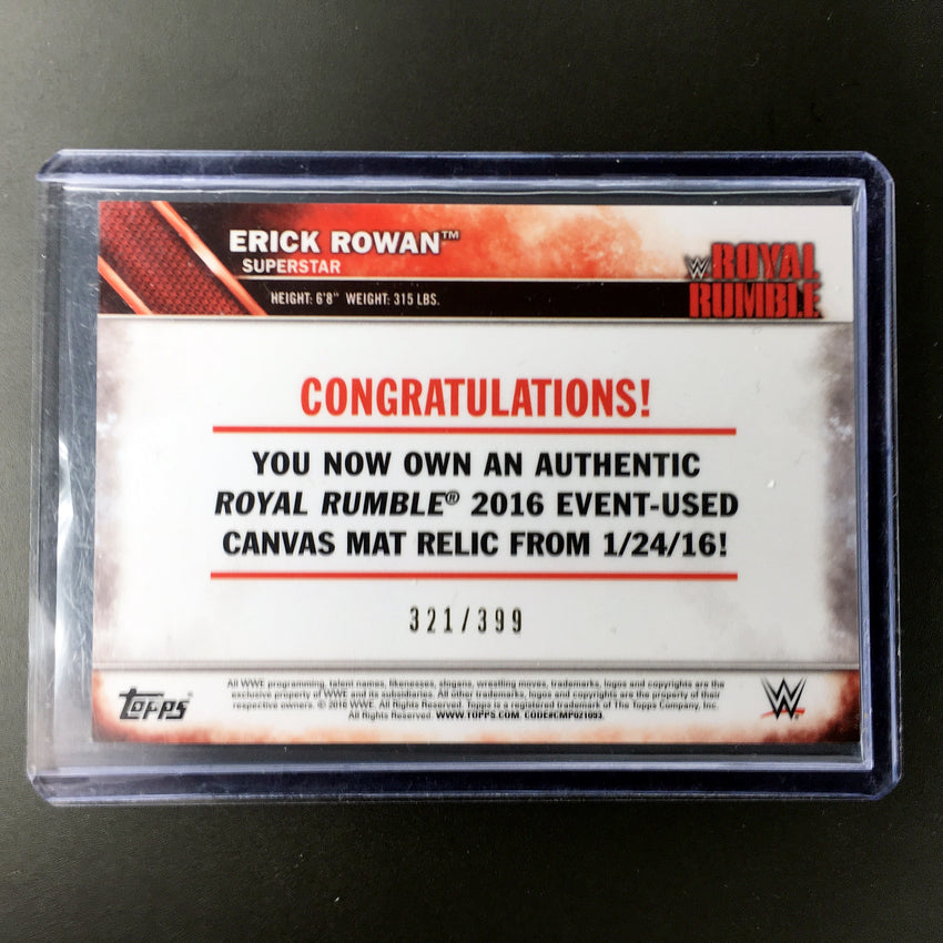 2016 Topps WWE ERICK ROWAN Mat Relic 321/399-Cherry Collectables