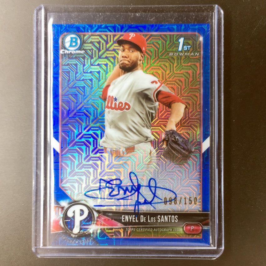 2018 Bowman Chrome ENYEL DE LOS SANTOS Blue Prospect Auto 98/150-Cherry Collectables