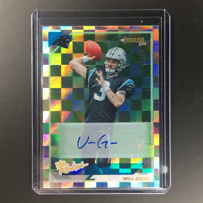 2019 Donruss Football WILL GRIER Rookies Auto 73/199-Cherry Collectables