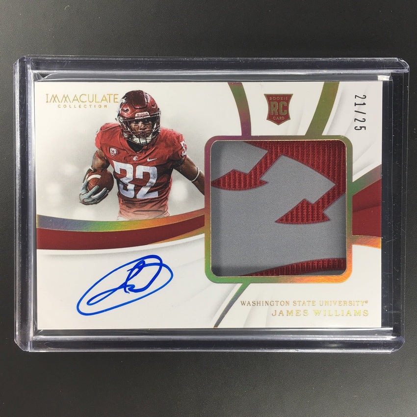 2019 Immaculate JAMES WILLIAMS Rookie Patch Auto 21/25-Cherry Collectables