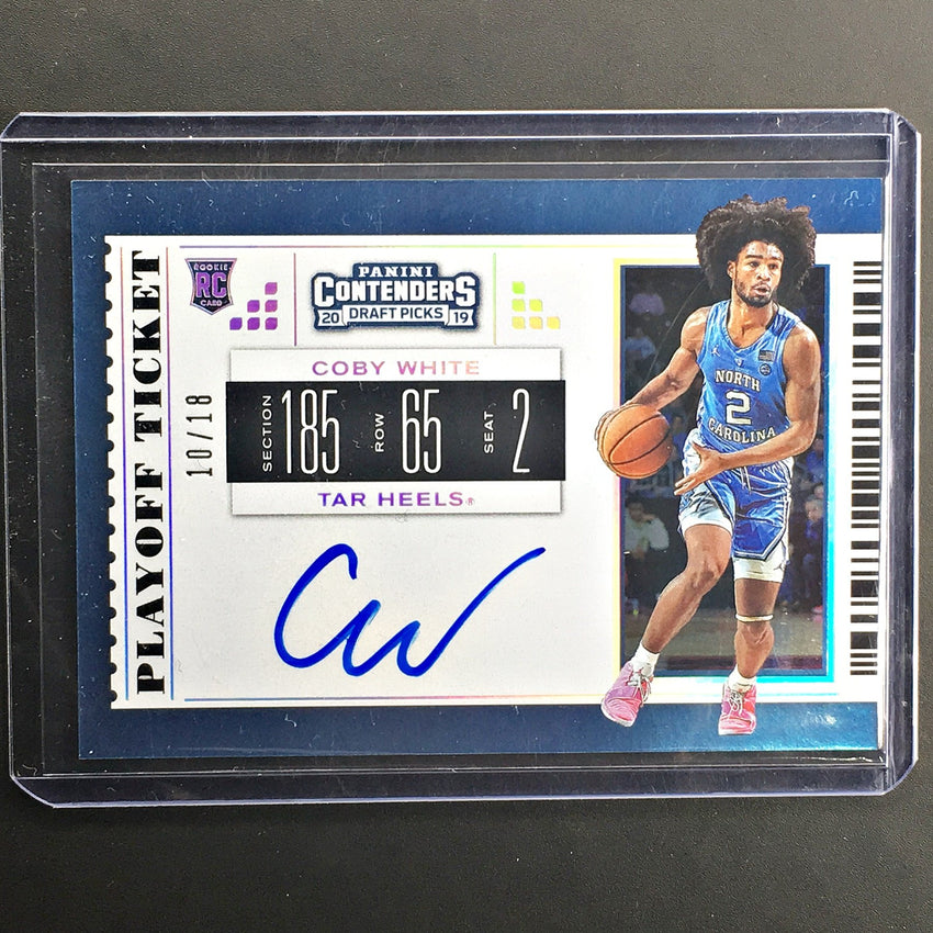 2019 Contenders Draft Picks COBY WHITE Playoff Ticket Auto 10/18-Cherry Collectables