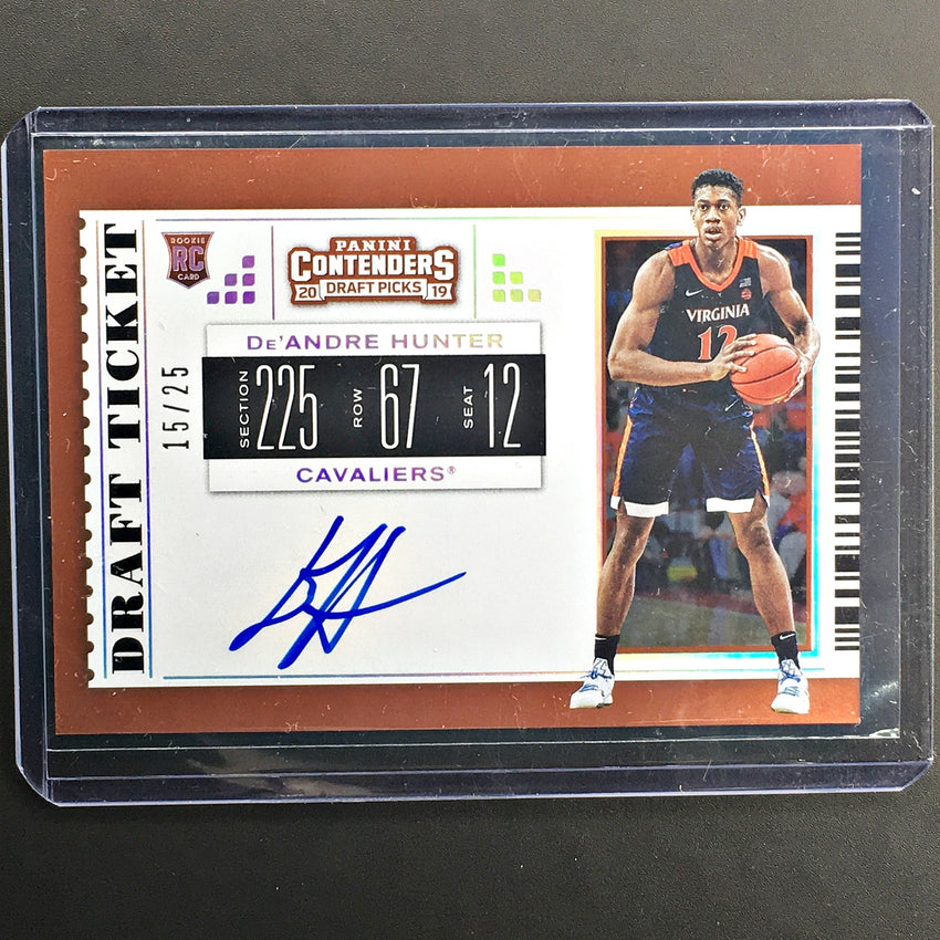 2019 Contenders Draft Picks DE'ANDRE HUNTER Draft Ticket Auto 15/25-Cherry Collectables