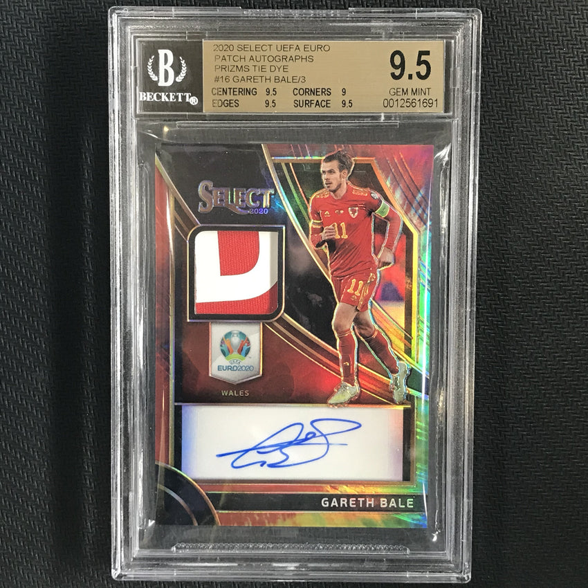 2020 Select UEFA Euro GARETH BALE Patch Autographs Tie Dye 2/3 BGS 9.5/10-Cherry Collectables