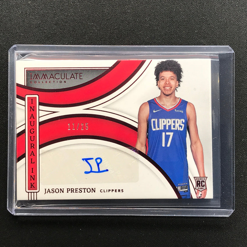 2021-22 Immaculate Jason Preston Inaugural Ink Rookie Auto Red 11/25
