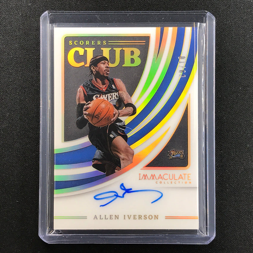 2021-22 Immaculate Allen Iverson Scorers Club Acetate Auto Holo Gold 9/10