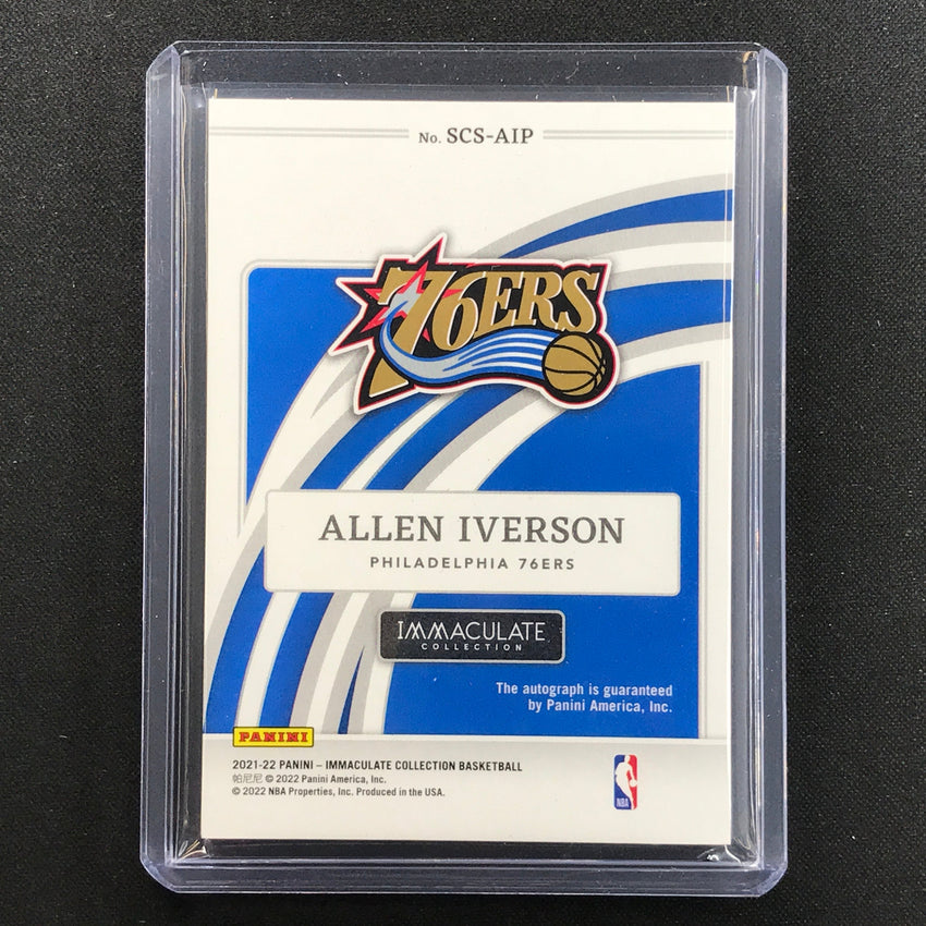 2021-22 Immaculate Allen Iverson Scorers Club Acetate Auto Holo Gold 9/10
