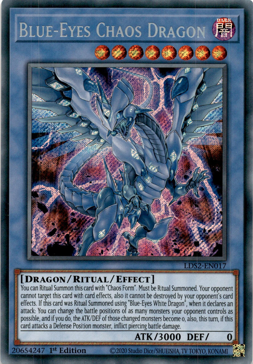 Blue-Eyes Chaos Dragon - LDS2-EN017 - Secret Rare 1st Edition-Cherry Collectables