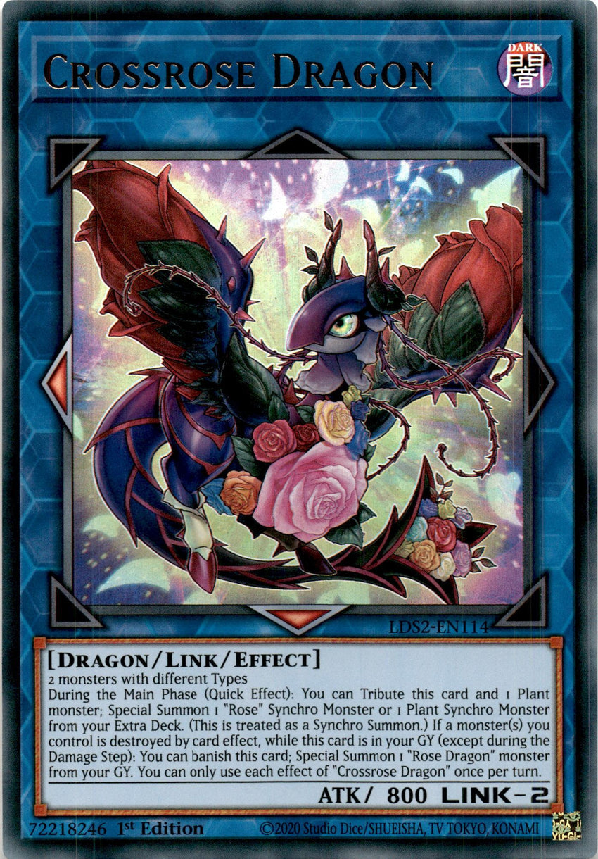 BLUE Crossrose Dragon - LDS2-EN114 - Ultra 1st Edition-Cherry Collectables