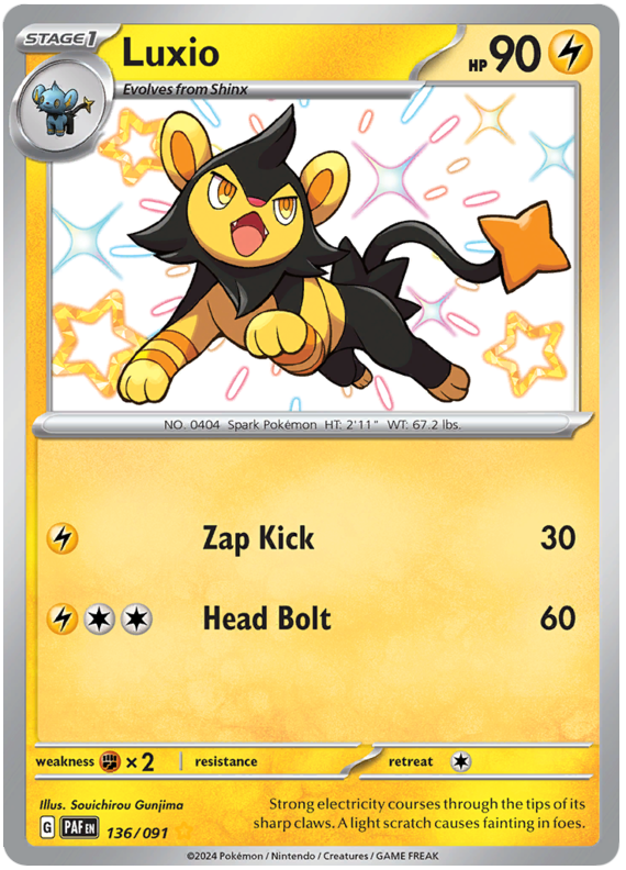 Luxio - 136/091 - Shiny Rare Paldean Fates