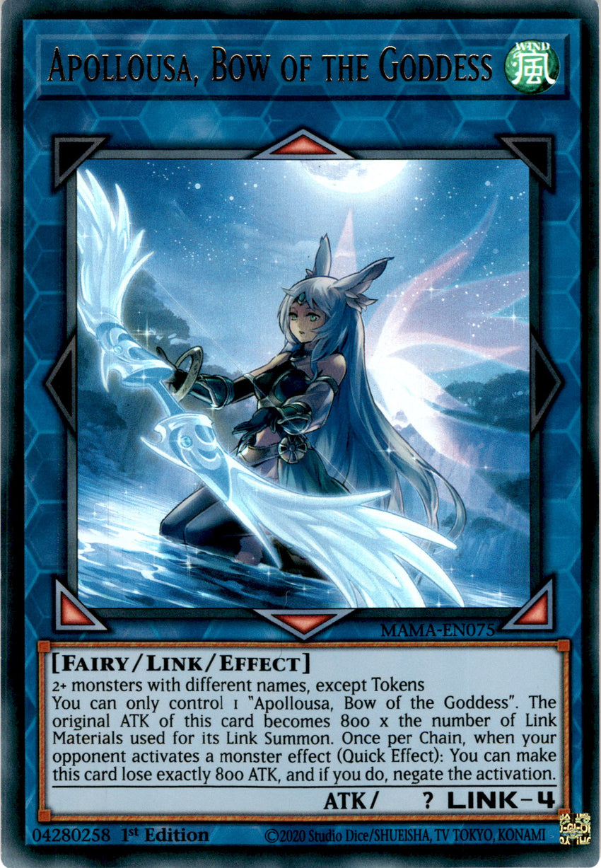 Apollousa, Bow of the Goddess (alternate art) - MAMA-EN075 - Ultra Rare 1st Edition