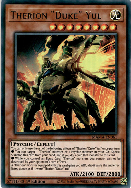 Yu-Gi-Oh! Therion Duke YUL - MAMA-EN061 - Ultra Rare 1st Edition Single Card