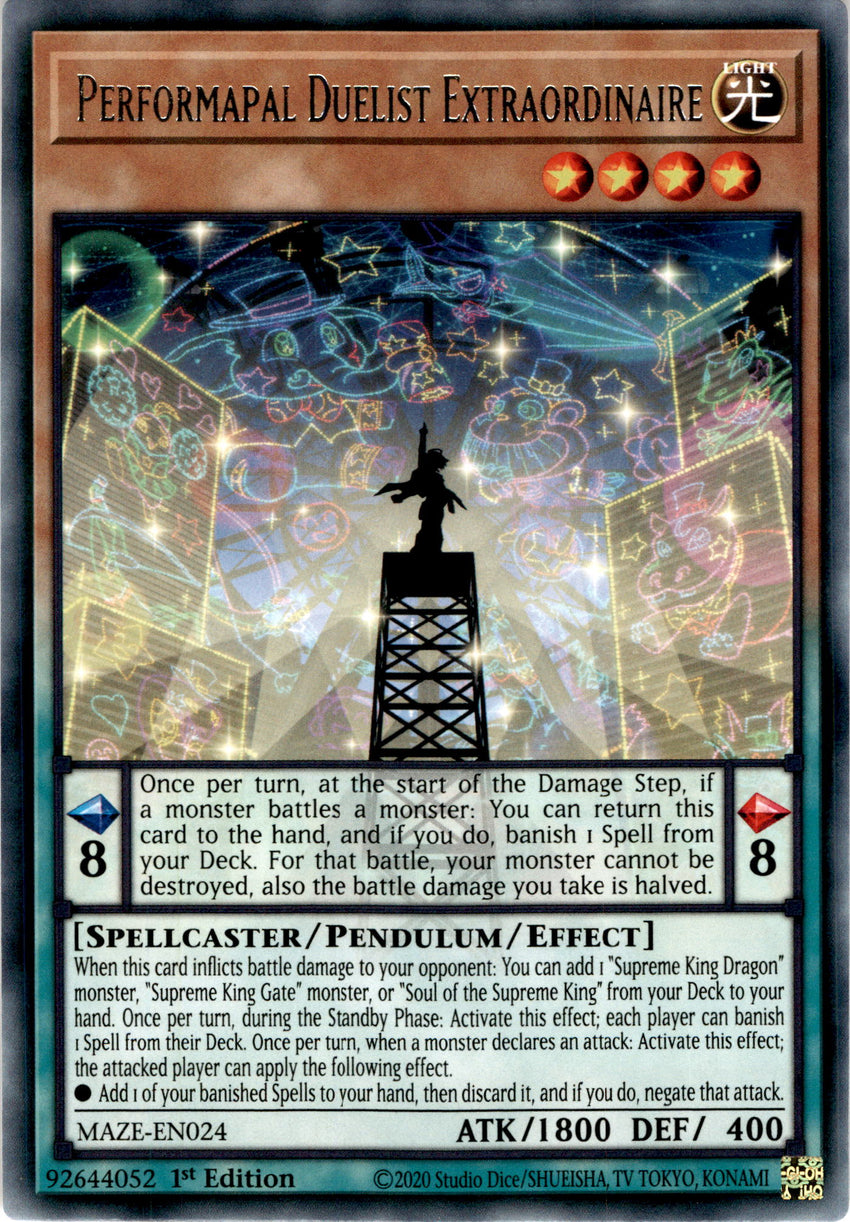 Playset 3 3x Performapal Duelist Extraordinaire - Maze-en024 - Rare 1st Edition
