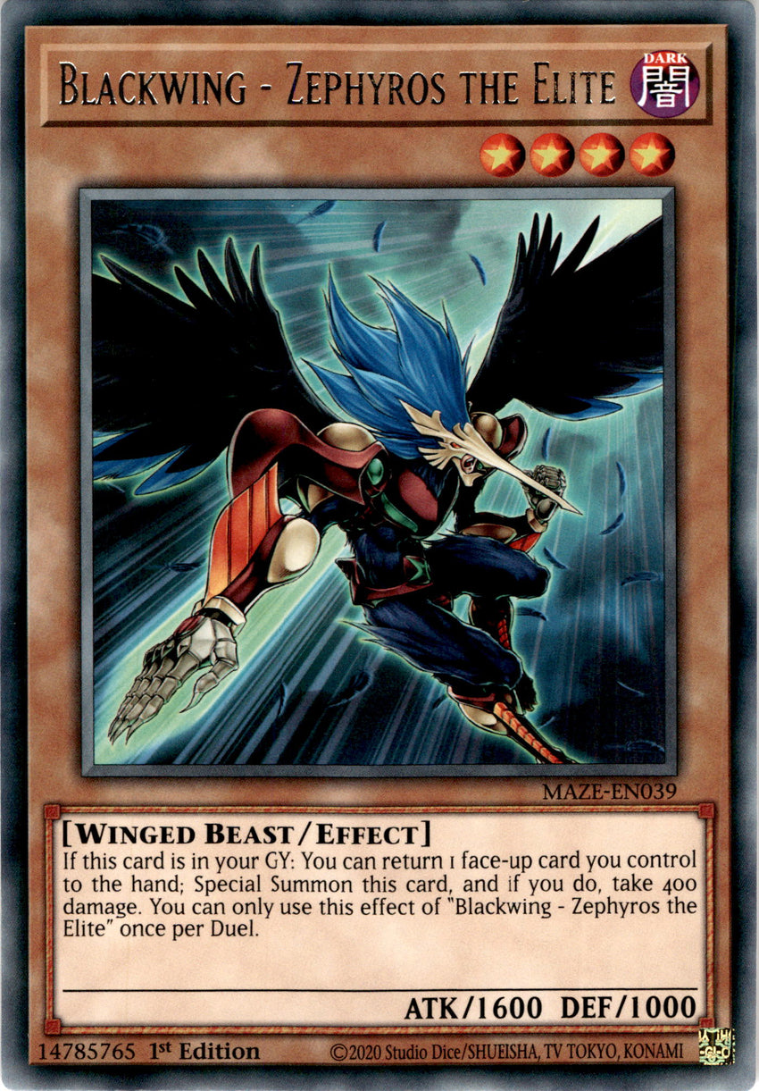 Blackwing - Zephyros the Elite - MAZE-EN039 - Rare 1st Edition