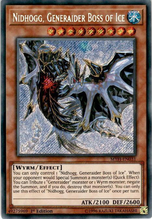 Nidhogg, Generaider Boss of Ice - MYFI-EN031 - Secret Rare - 1st Edition-Cherry Collectables
