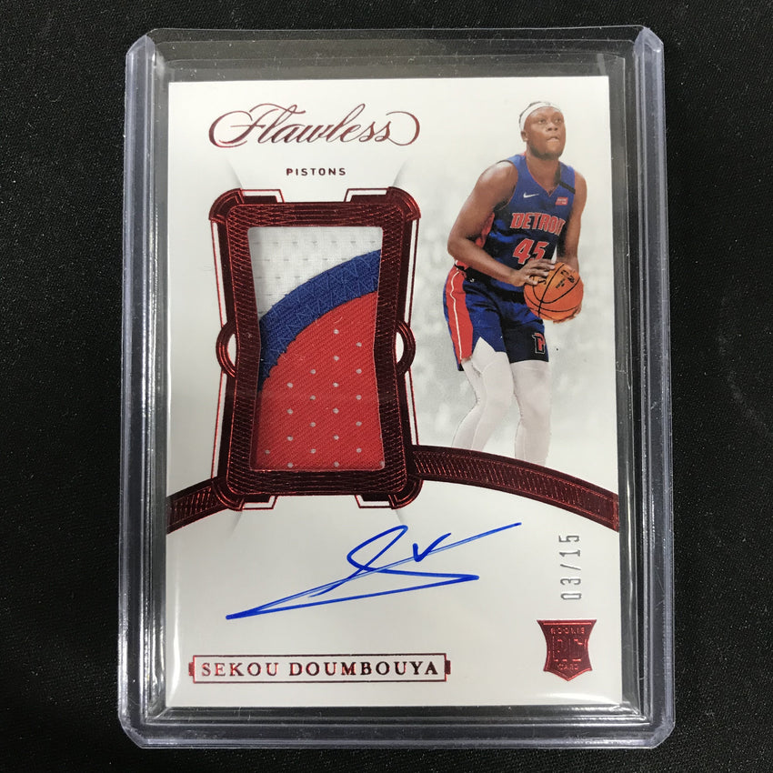 2019-20 Flawless SEKOU DOUMBOUYA Rookie Patch Auto Ruby 3/15-Cherry Collectables