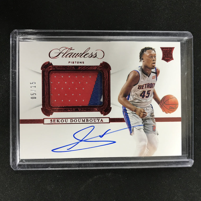 2019-20 Flawless SEKOU DOUMBOUYA Rookie Patch Auto Ruby 5/15-Cherry Collectables