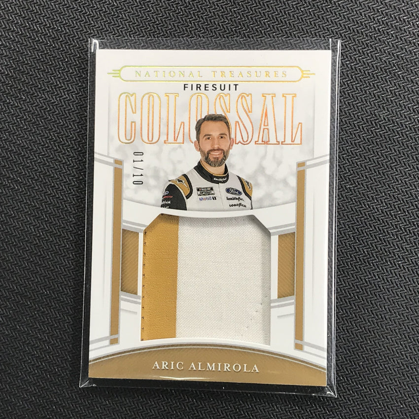 2020 National Treasures ARIC ALMIROLA Colossal Race Used Firesuit Prime Patch 1/10-Cherry Collectables