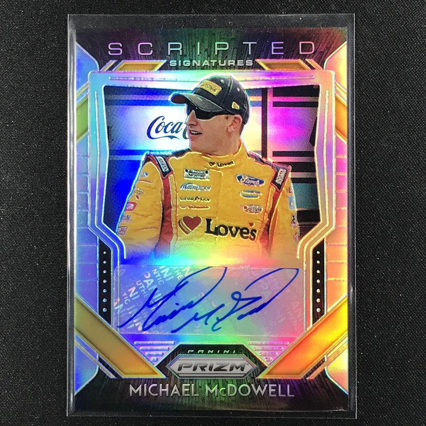 2020 Prizm Racing MICHAEL MCDOWELL Scripted Signatures Auto Silver #MM (C)-Cherry Collectables